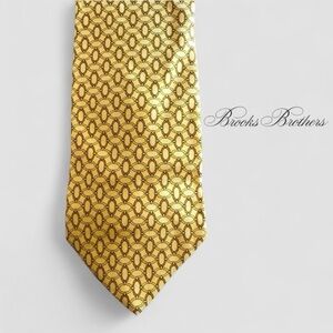Brooks Brothers Yellow / Gold / brown / blue silk print Novelty tie